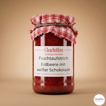 Fruchtaufstrich Erdbeere mit weißer Schokolade