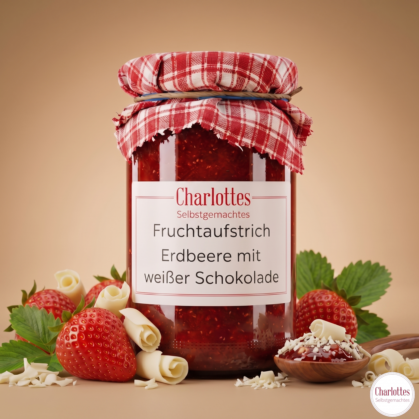 Fruchtaufstrich Erdbeere mit weißer Schokolade